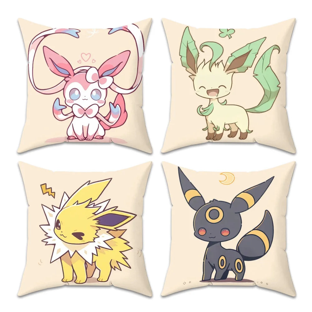 coussin pokémon évee jolteon umbreon illustration dessin animé 30x30cm 40x40cm 45x45cm 50x50cm polyester cotton