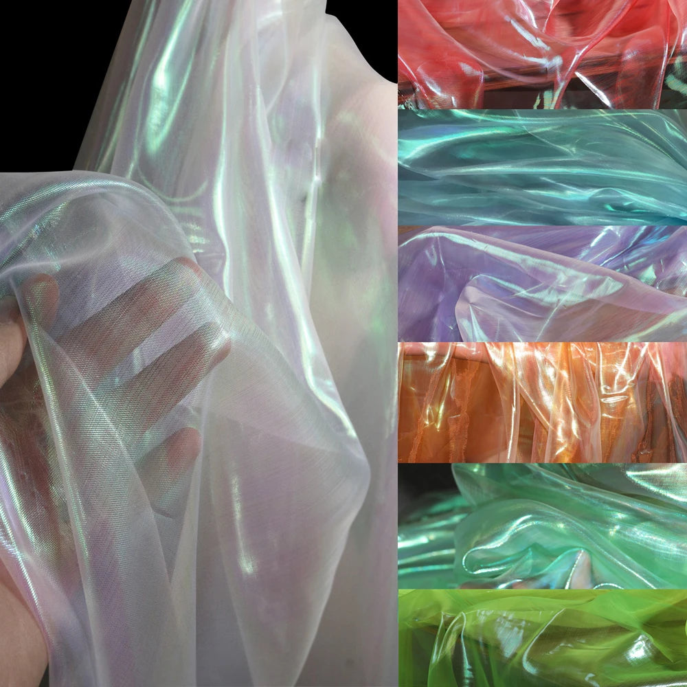 tissu organza transparent brillant polyester polyvalent mariage décoration table moderne élégant vert rose bleu