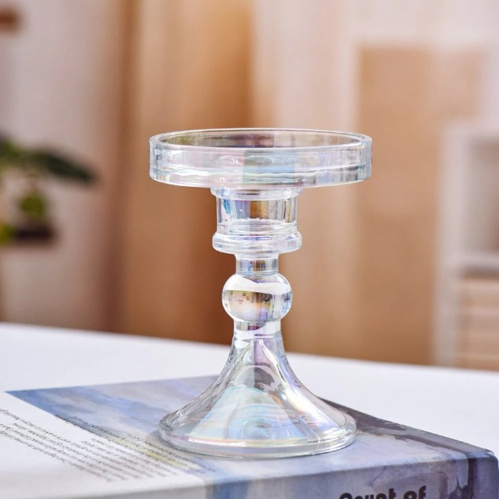 support bougie verre rose vert motif diamant décoration table mariage classique objet déco maison
