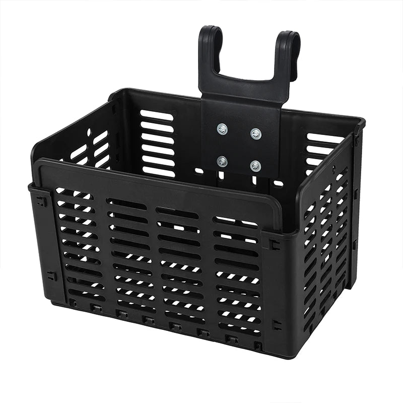 panier vélo pliable noir fixations métalliques motifs ajourés transport légumes