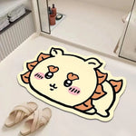 tapis bain cartoon chats mignons beige rose bleu clair flanelle antidérapant salon chambre