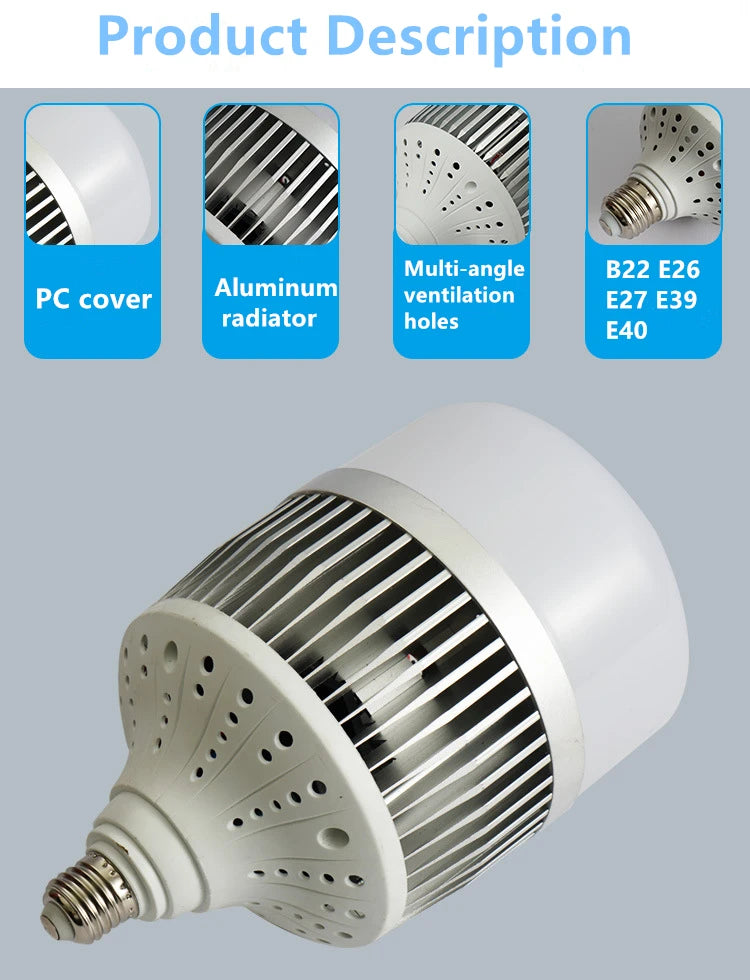 ampoule led e27 blanc 3000k moderne grille ventilation 200w 265v