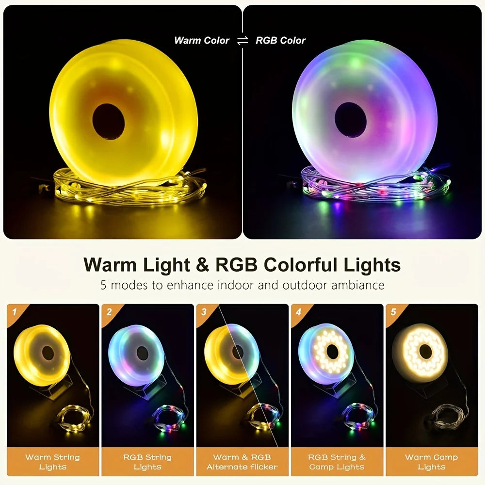 guirlande lumineuse solaire led blanc vert olive moderne portable camping extérieur autonomie ip65 abs
