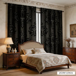 rideaux noir ornements floraux classique salon opaques polyester
