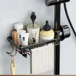 support rangement cuisine salle bain noir perforé moderne minimaliste fixations gants brosses flacons crèmes