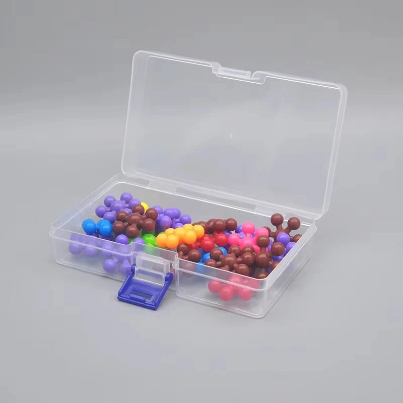 boîtes compartiments transparentes rangement moderne poignées bleues organisation utilitaires petits objets jouets