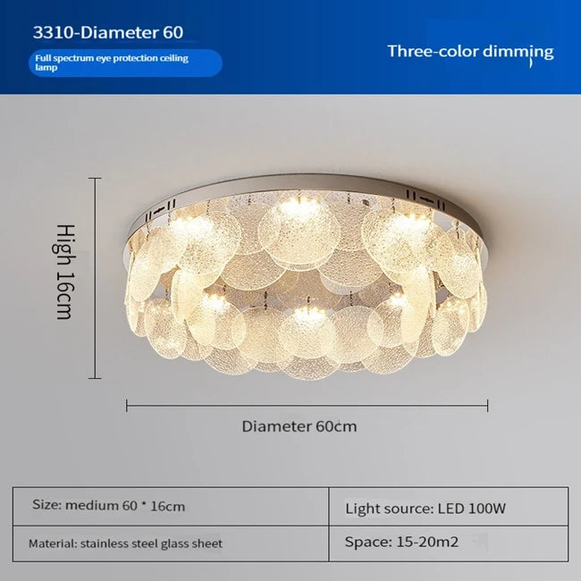 plafonnier led cristal verre moderne blanc doré 80cm chambre salon