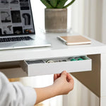 tiroir rangement adhésif blanc moderne sous table organisation câbles téléphones stylos hygiène divers