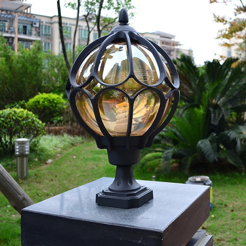 lampe sol vintage or noir verre transparent aluminium éclairage quotidien led ampoule e27extérieur rétro
