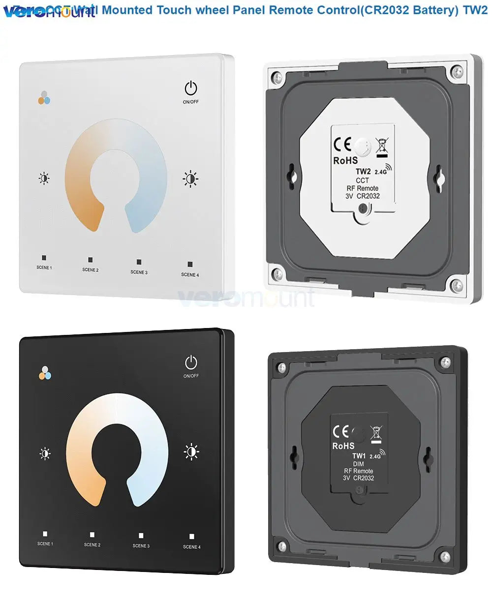 contrôleur rf 2.4g led wall mounted touch panel zone rgb cct dimming veromount