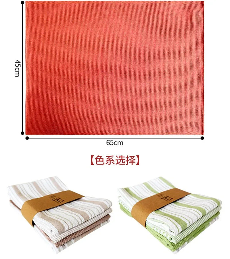 serviettes cuisine rouge vert blanc beige noir rayures horizontales absorption coton rapide moderne pack