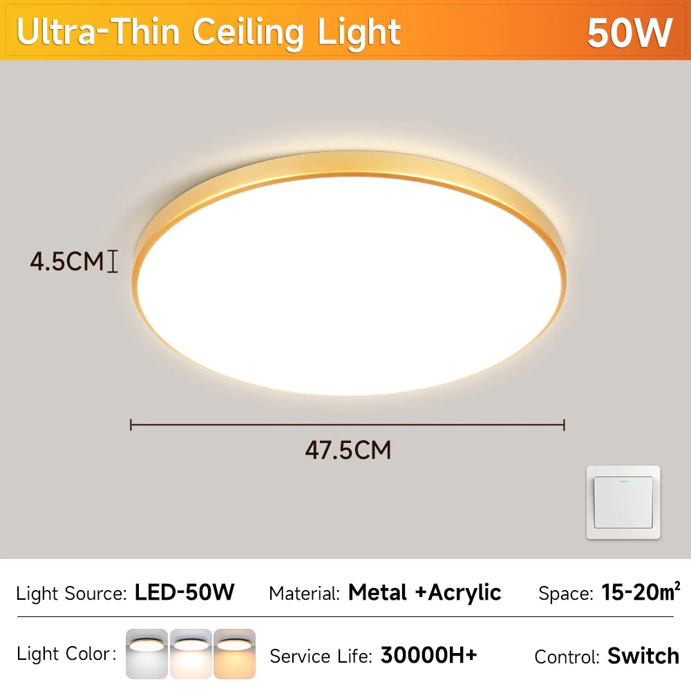 lampe led moderne blanc doré ajustement trichromatique économie énergie