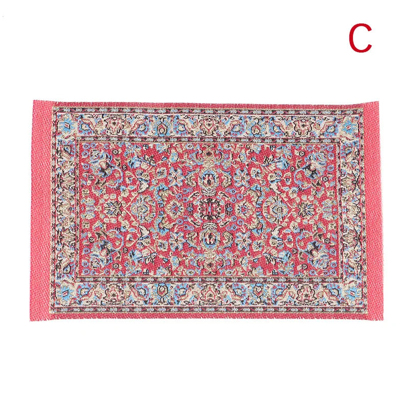 tapis ornements floraux motifs géométriques rouge beige bleu rose vert classique traditionnel miniature
