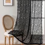 rideau noir floral transparent classique salon 100 polyester