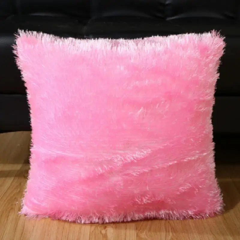 housse coussin peluche douce solide carré moderne lit maison vert rose blanc gris noir