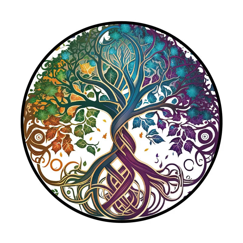 sticker mural arbre vie multicolore art nouveau opaque chaîne decoration mural stylisée racines entrelacées