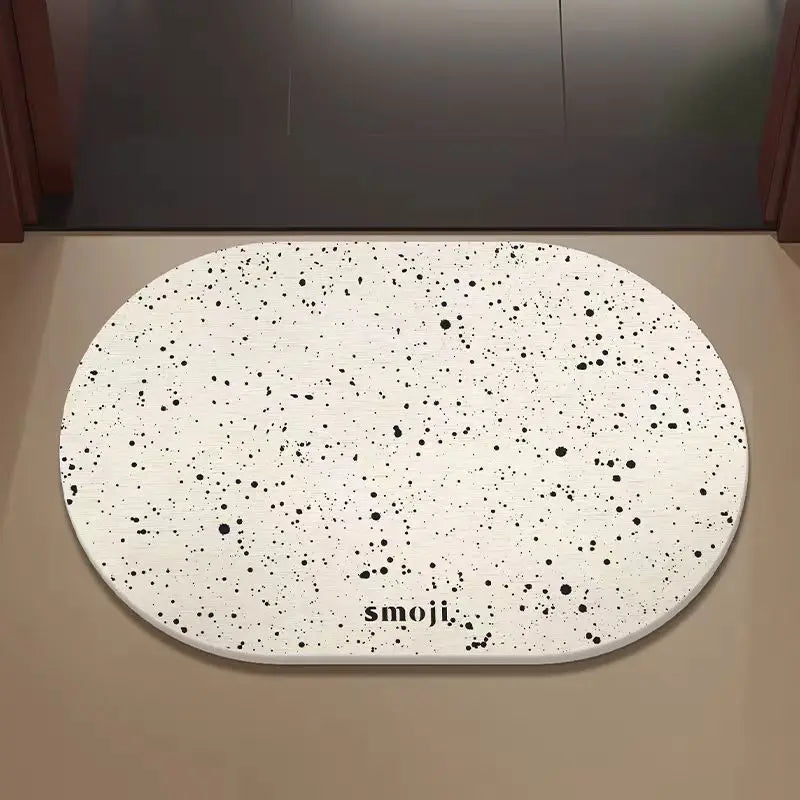 tapis sol moderne blanc bleu points absorbant résistant intérieur extérieur cuisine salle bain