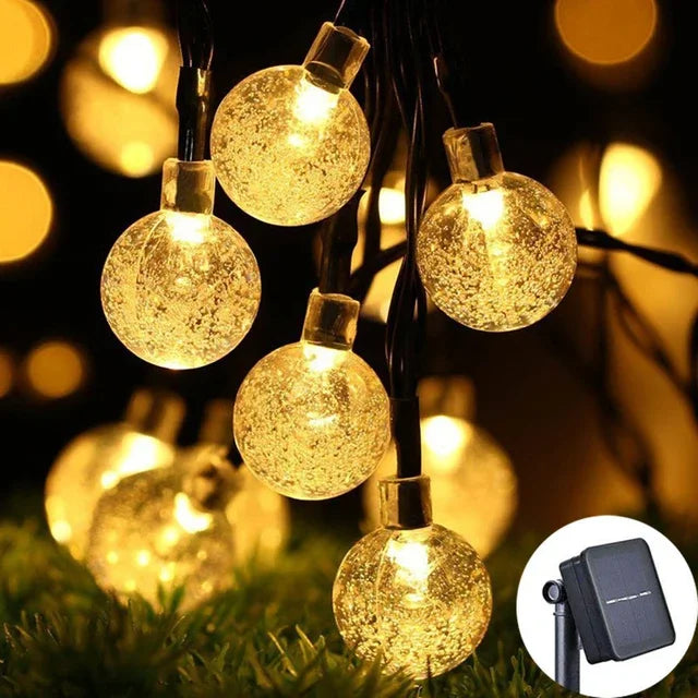 guirlande lumineuse solaire translucides blanc doré multicolore moderne étanche ip65extérieur jardin fêtes noël