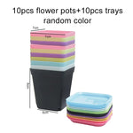 pots fleurs plastique rouge vert jaune bleu blanc noir modernes assiettes base
