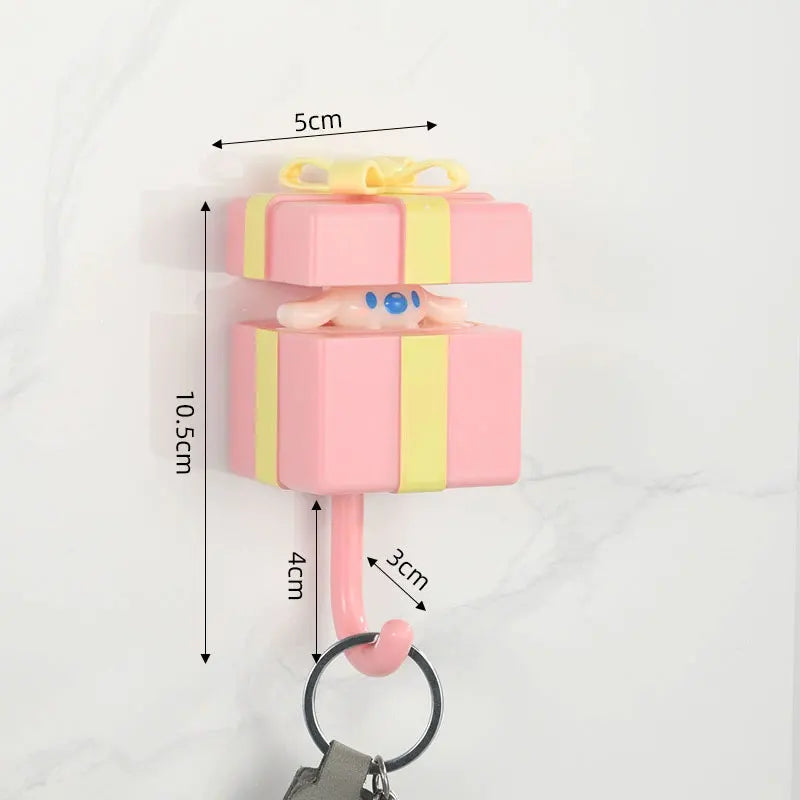 porte clés mural adhésif moderne écureuil ours rose blanc