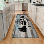 tapis vintage camping car bleu gris arbre happy camper moderne salonextérieur