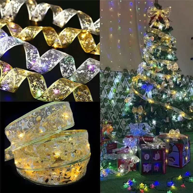 ruban lumineux or blanc multicolore étoiles motifs floraux décoratif festif 10m 5m 2m 100led