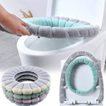 couvre siege toilette gris rose vert rayures horizontales doux confortable adhésif peluche coton