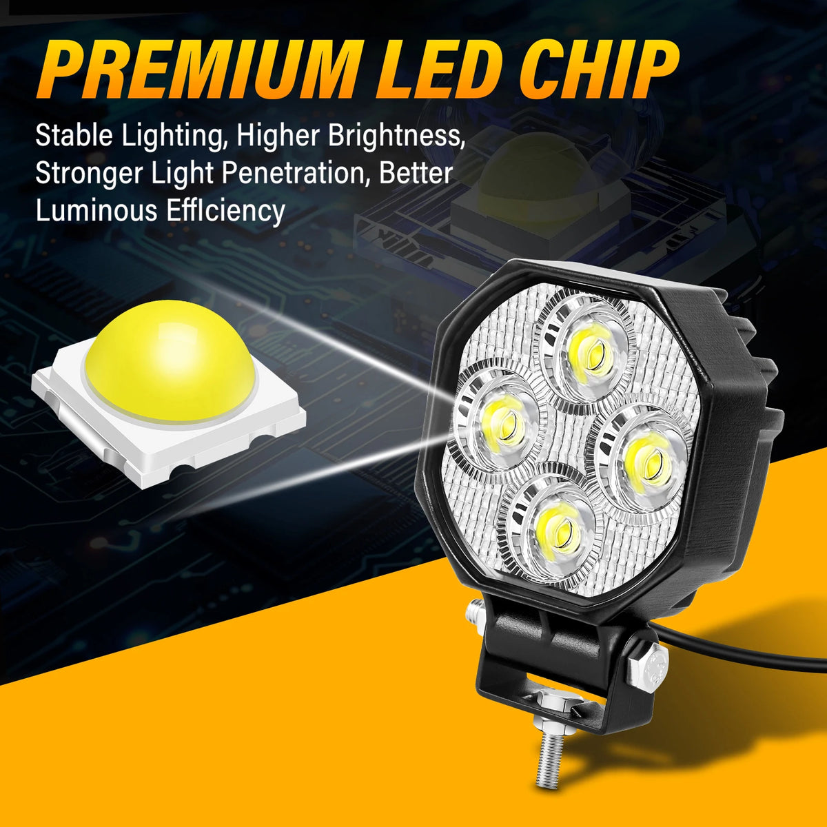 lampe travail led noir 16w ip67 spot flood 30000h robuste