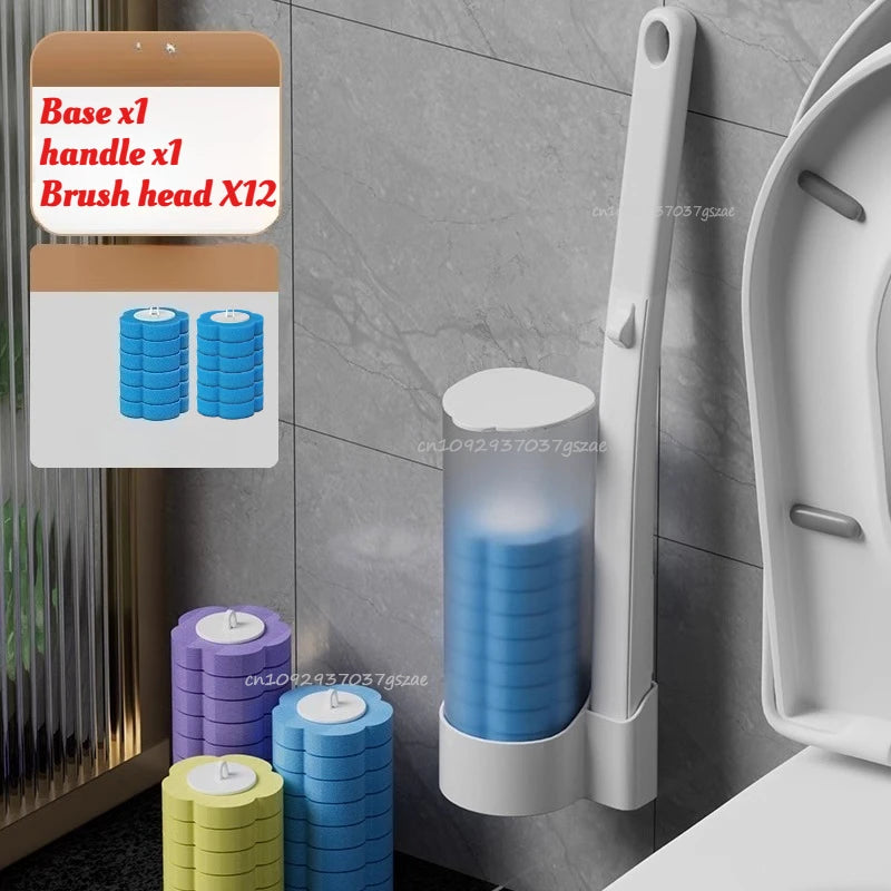 brosse toilette jetable bleu violet moderne rangement salle bain hygiène nettoyage durable chambre