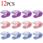 clips fixation violet rose bleu fleurs blanches moderne pratique 12pcs