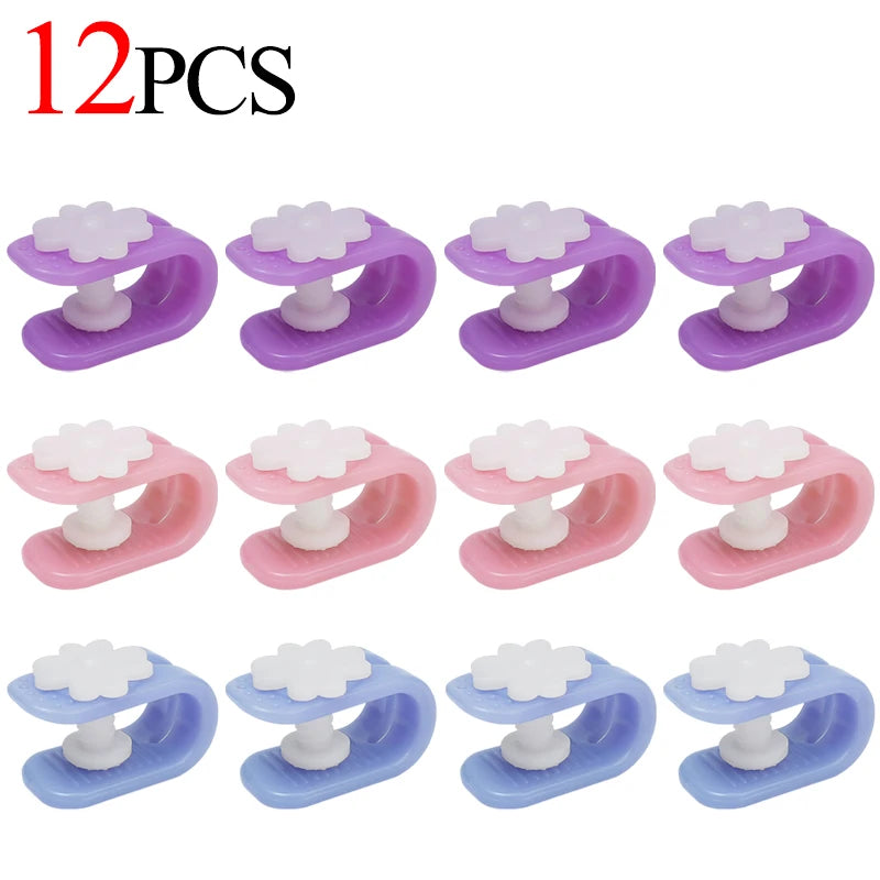 clips fixation violet rose bleu fleurs blanches moderne pratique 12pcs
