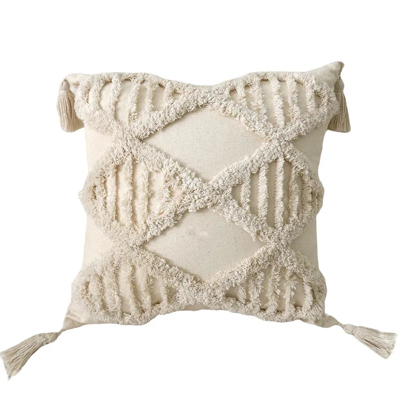 housse coussin coton motif géométrique boho chic 30x50cm 45x45cm decoration salon canape