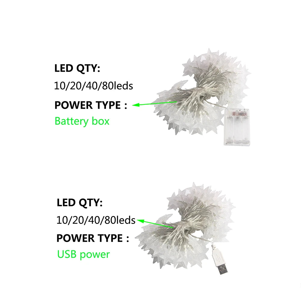 guirlande lumineuse led etoile decoration noel mariage interieur exterieur blanc multicolore usb piles