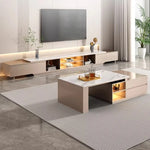 meuble tv moderne gris blanc marbre tiroirs rangement salon