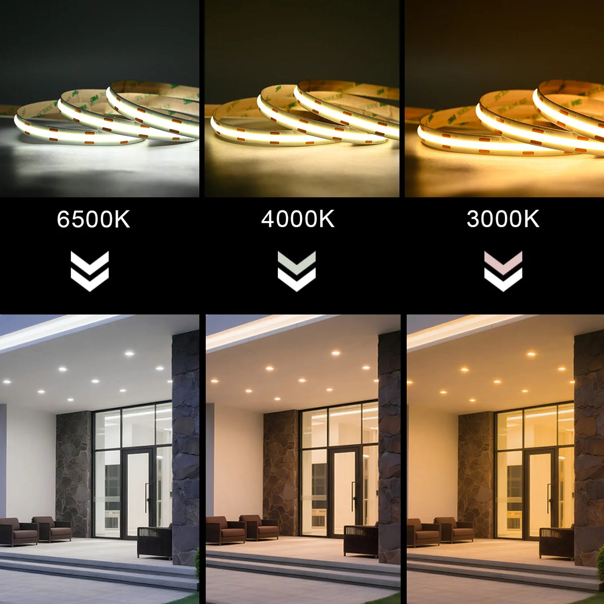 ruban led flexible blanc chaud 3000k adhésif 528 leds 12v 24v moderne
