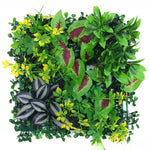 décoration murale moderne feuilles fleurs colorées végétal herbe artificielle extérieur accrochable 25x25cm
