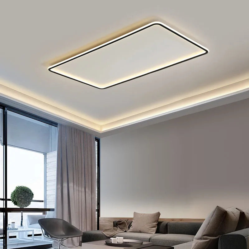 plafonnier led rectangulaire blanc moderne luminaire salon maison intérieur épuré aluminium blanc