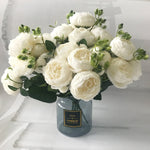 bouquet fleurs artificielles pivoine rose blanches decoration maison mariage anniversaireintérieur