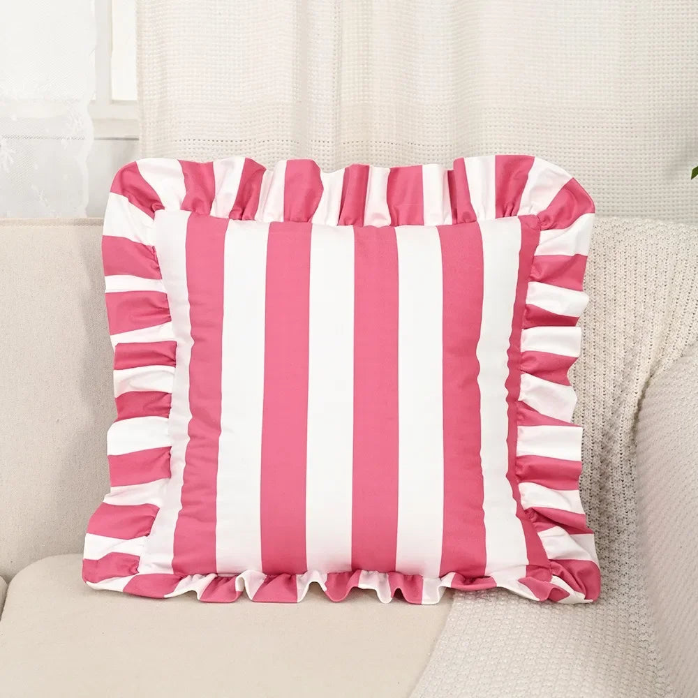 taie d'oreiller rayée vert rose polyester moderne adhésif lit chambre salon decoration 45cm 45cm