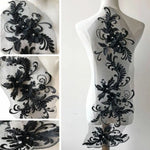 applique textile brodée floral semi transparente rose clair noir baroque