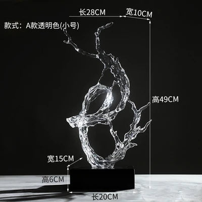 sculpture moderne vague océan transparent bleu clair abstraite décoration intérieure maison salon