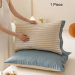 housse coussin rectangulaire coton polyester carreaux rayures bleu clair rouge gris clair moderne fixation
