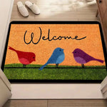 tapis d'entrée antidérapant oiseaux colorés moderne salon hall orange bleu violet vert blanc noir