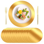 assiettes rondes or blanc opaques élégantes jetables 33cm serviettes couverts festives 12pcs