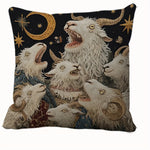 taies d'oreiller vintage motif chèvres noir blanc gris polyester peachskin 45x45cm décoration maison hospitalière