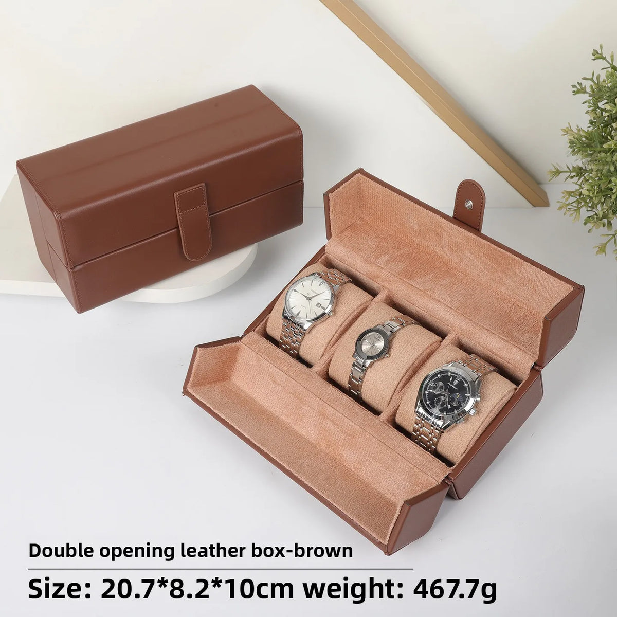 boîtes montres cuir velours classique marron vert noir