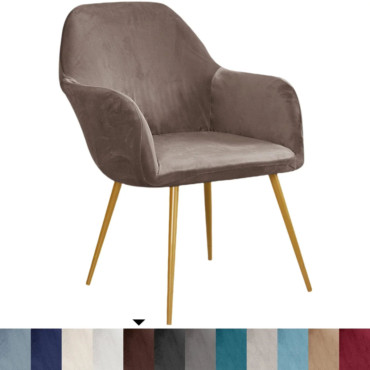 fauteuil moderne velours marron protection chaise accueil mariage banquet élastique mousse roulettes