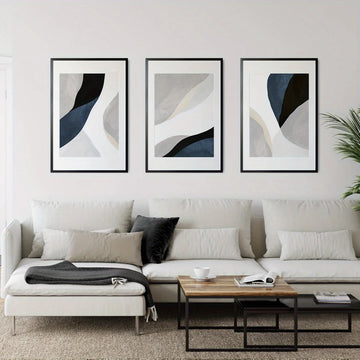 tableaux abstraits contemporains minimalistes sans cadre blanc gris noir beige