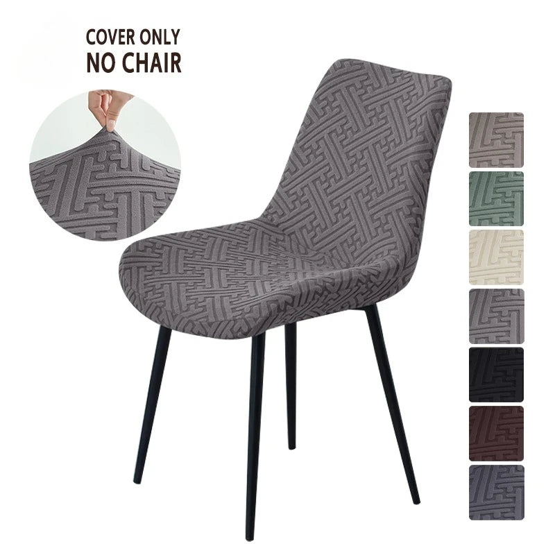 housse chaise extensible jacquard motif géométrique moderne fauteuil salle manger