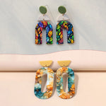 boucles d'oreilles modernes motifs géométriques floraux multicolores anneaux puce emballage fashion jewelry